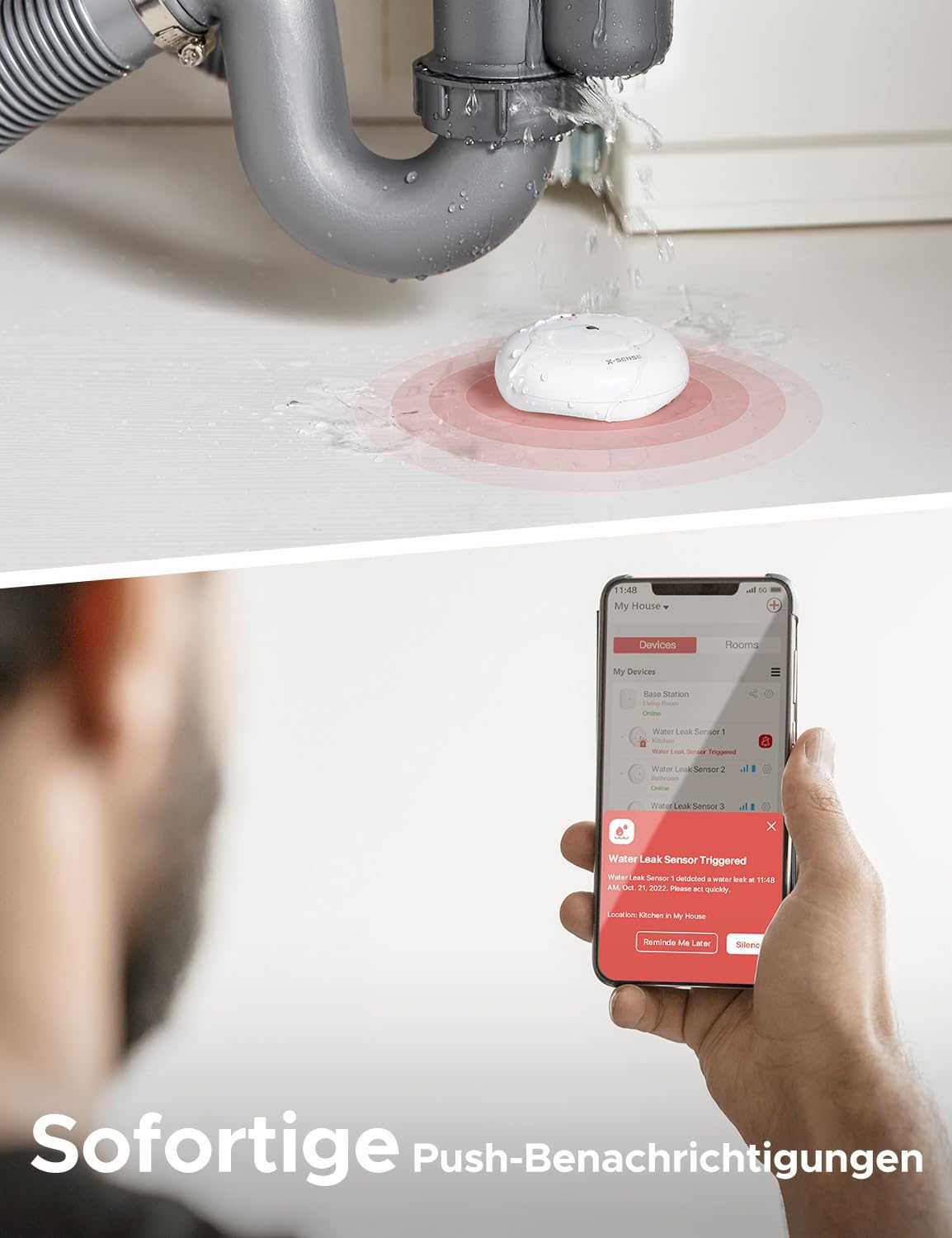 X-Sense SWS54 Smart-Wassermelder-Kit - WLAN Wassersensor-Set mit Basistation und 3 Wassermeldern Mesch Shop X-Sense SWS54 Smart-Wassermelder-Kit - WLAN Wassersensor-Set mit Basistation und 3 Wassermeldern Mesch Shop